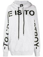 Mia-iam Slogan Print Hoodie - Grey