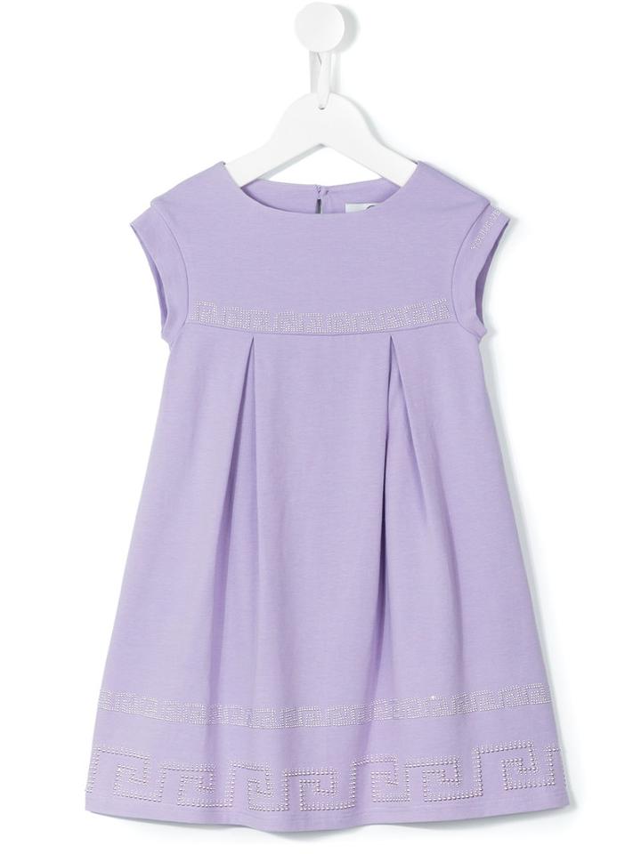 Young Versace Micro-stud Smock Dress, Girl's, Size: 8 Yrs, Pink/purple