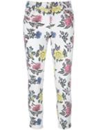 House Of Holland Roses Print Skinny Jeans, Women's, Size: 14, White, Cotton/spandex/elastane