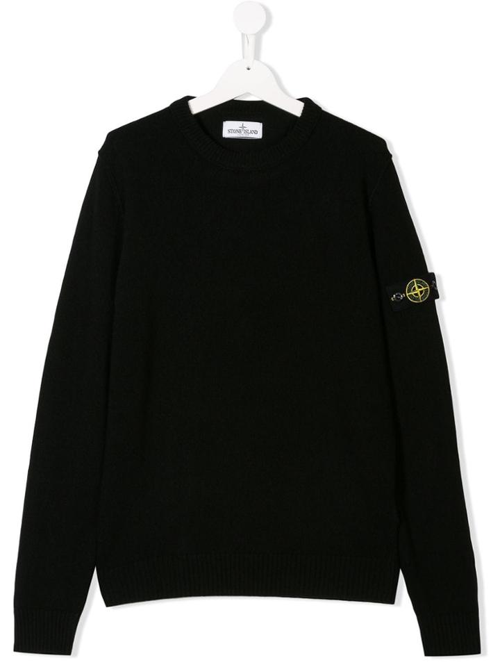 Stone Island Junior Teen Round Neck Jumper - Black