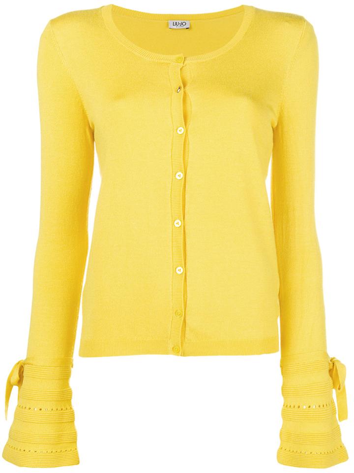 Liu Jo Open Embroidery Bow Sleeve Cardigan - Yellow & Orange
