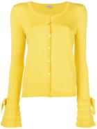 Liu Jo Open Embroidery Bow Sleeve Cardigan - Yellow & Orange