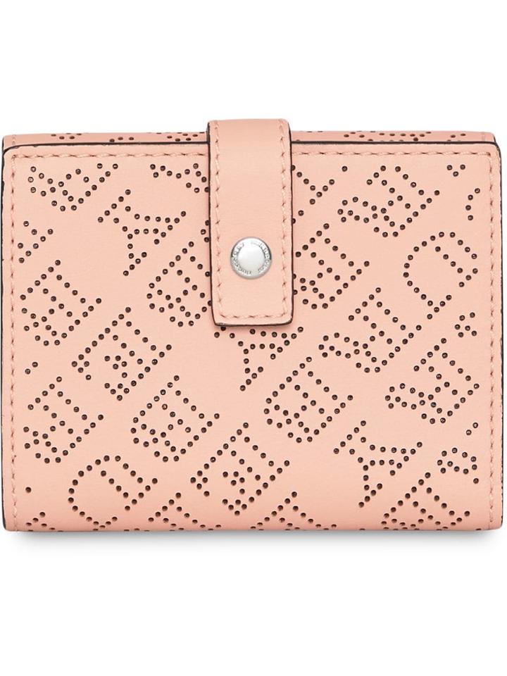 Burberry Small Perforated Logo Leather Wallet - Pink & Purple