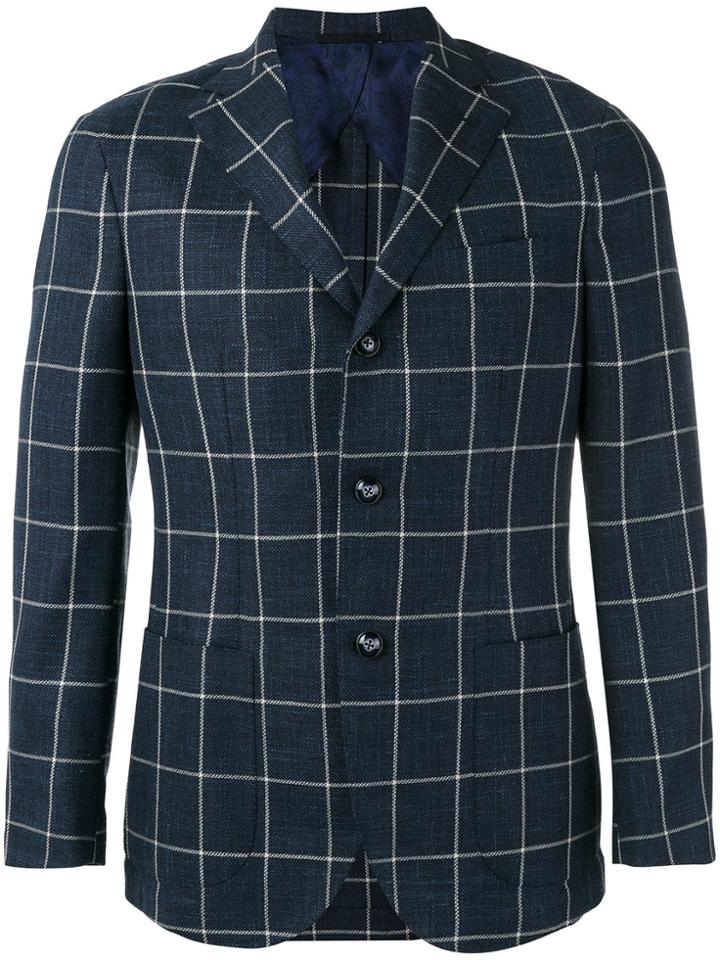 Barba Checked Blazer - Blue