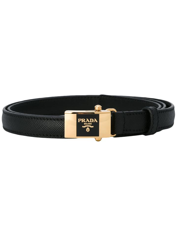 Prada Branded Buckle Belt, Women's, Size: 90, Black, Calf Leather