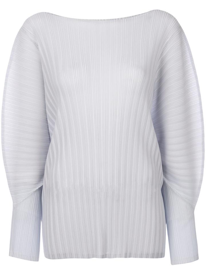 Pleats Please By Issey Miyake Ribbed Pleat Blouse - Grey