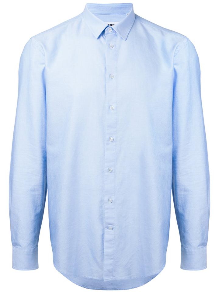 Msgm - Classic Long Sleeve Shirt - Men - Cotton - 39, Blue, Cotton