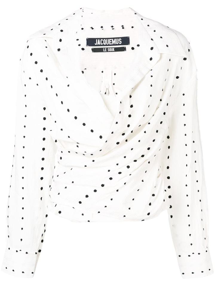 Jacquemus Polka-dot Ruched Blouse - White