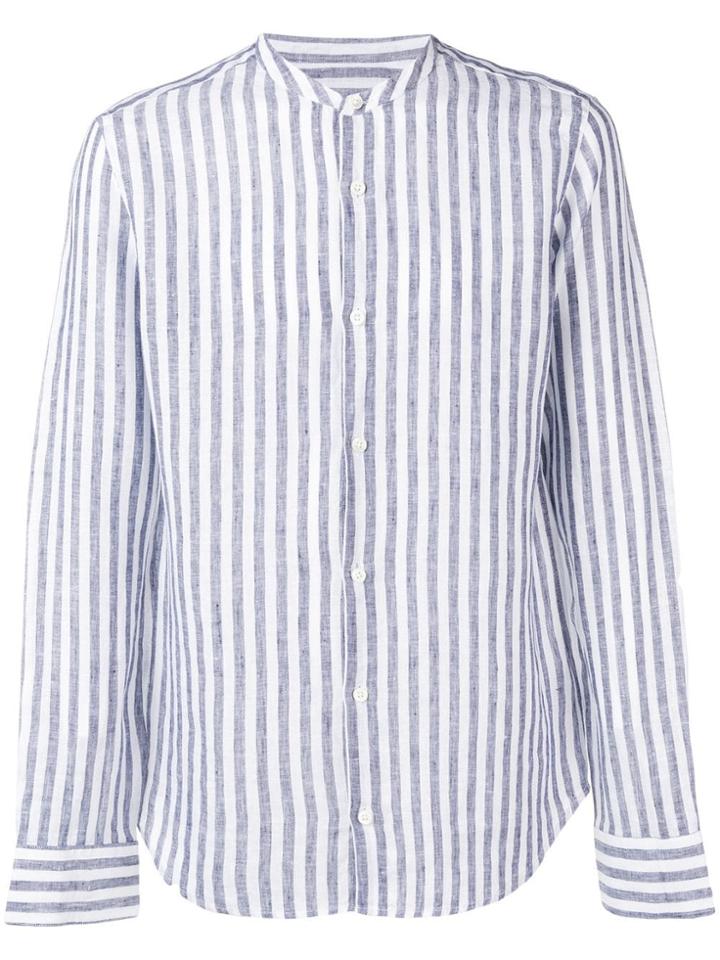 Z Zegna Striped Band Collar Shirt - Blue