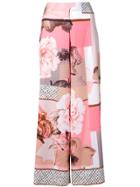 D.exterior Hibiscus Print Flared Trousers - Pink