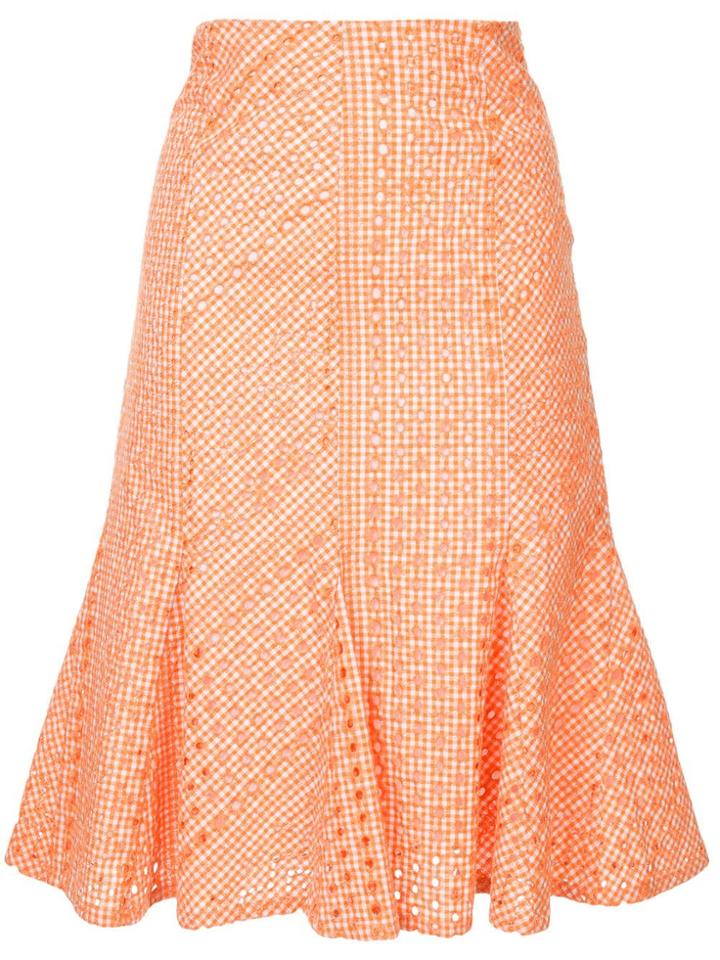 Ck Calvin Klein Varied Gingham Skirt - Yellow & Orange