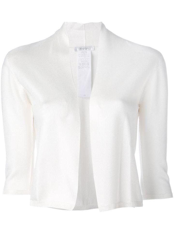 Max Mara - Cropped Piqué Cardigan - Women - Viscose - M, White, Viscose