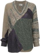 Kolor Patchwork Knitted Sweater - Grey