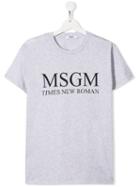 Msgm Kids Teen Grey Logo T-shirt