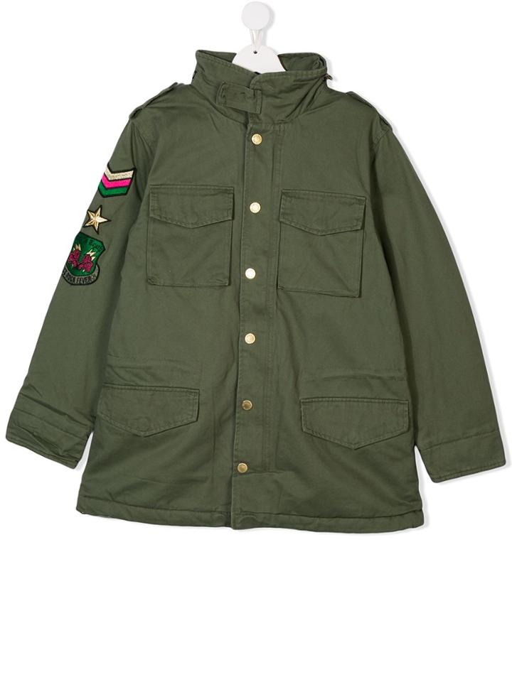 Zadig & Voltaire Kids Teen Patched Sleeve Parka Coat - Green