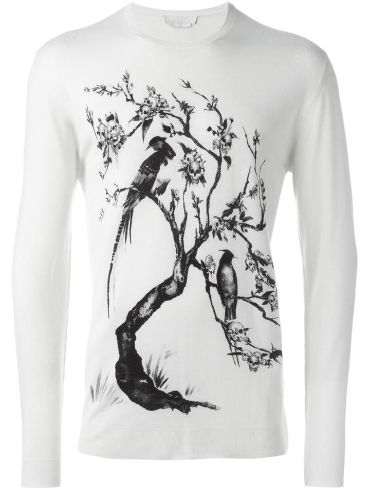 Alexander Mcqueen - Skull Tree Jumper - Men - Silk/wool - M, White, Silk/wool