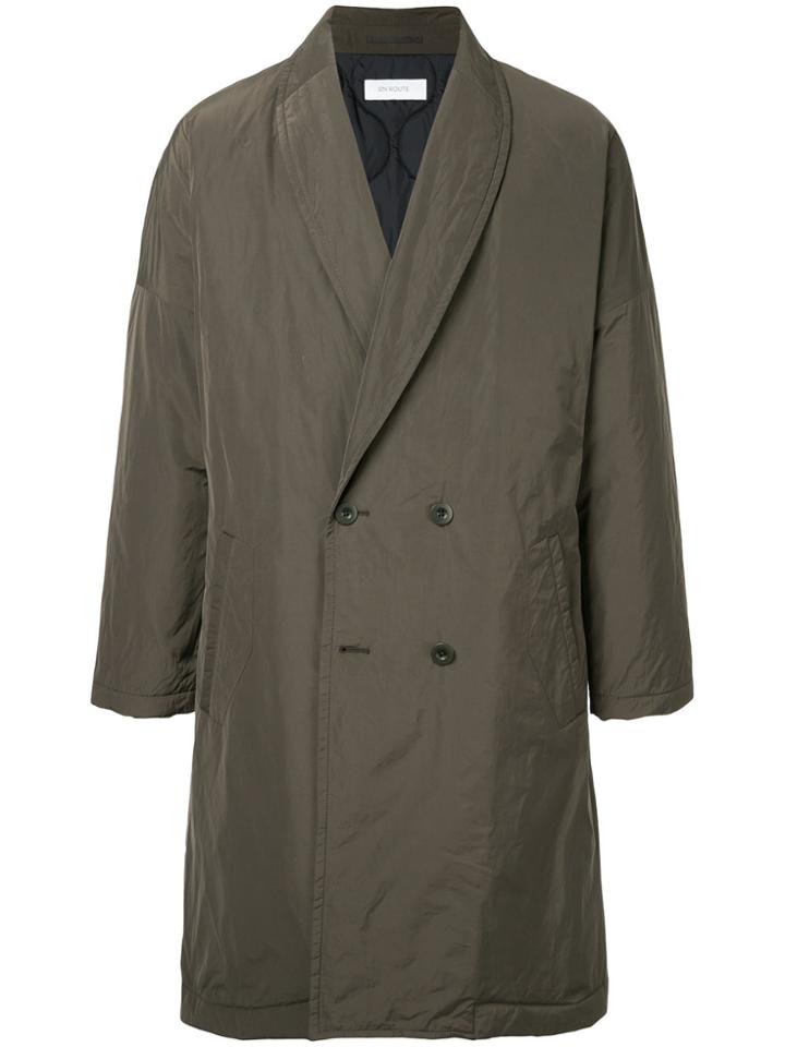 En Route Straight V-neck Buttoned Coat - Nude & Neutrals