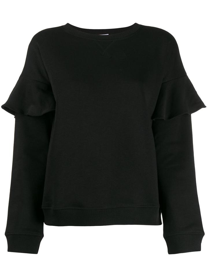 Red Valentino Ruffle Trim Sweatshirt - Black