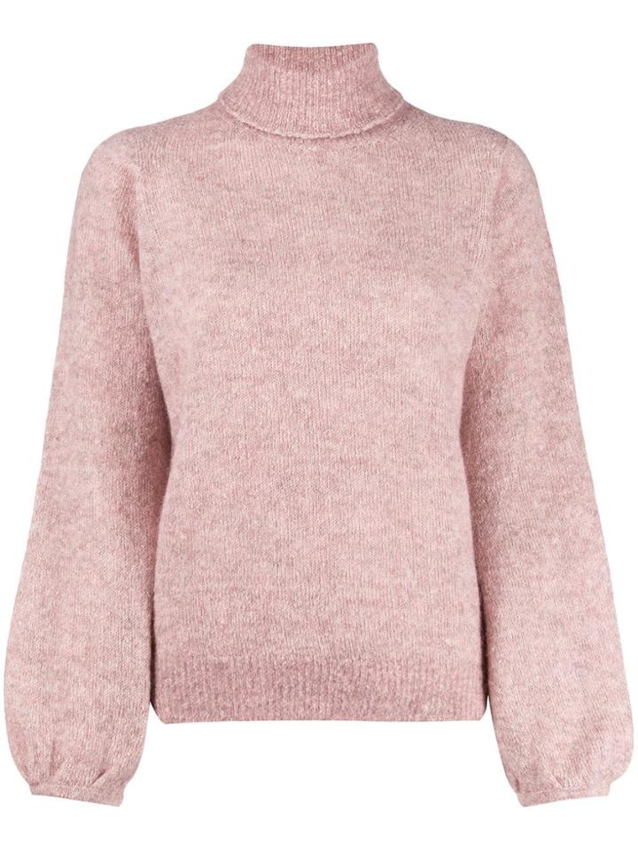 Zanone Balloon Sleeve Turtleneck Jumper - Pink