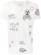Htc Hollywood Trading Company Embroidered Punk Detail T-shirt, Men's, Size: Small, White, Cotton
