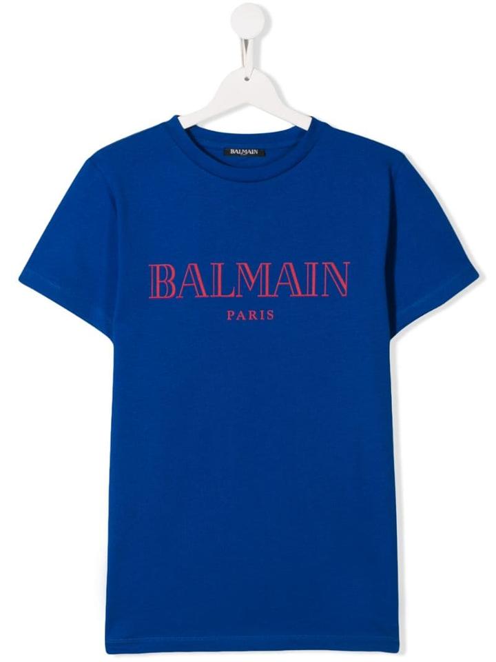 Balmain Kids Contrast Logo T-shirt - Blue
