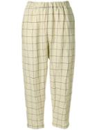 Forte Forte Checked Cropped Trousers - Nude & Neutrals