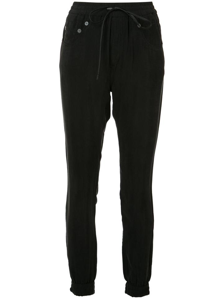 R13 - Cropped Drawstring Trousers - Women - Cupro - S, Black, Cupro