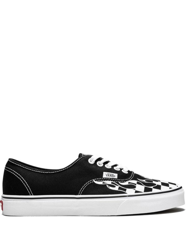 Vans Authentic Checker Flame Sneakers - Black