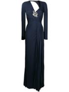 Versace Long Empire Line Dress - Blue
