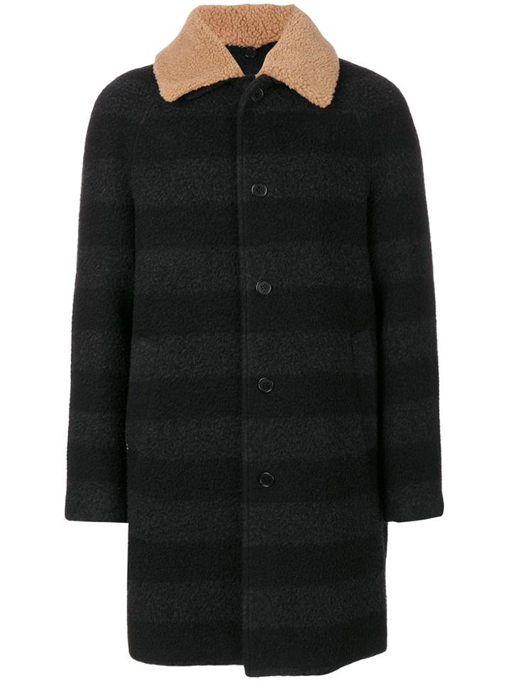 Msgm Contrast Collar Coat - Black