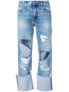 R13 Cut Out Cropped Jeans - Blue