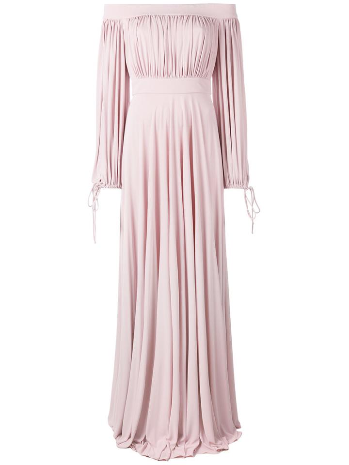 Alexander Mcqueen - Off The Shoulder Gown - Women - Silk/polyamide/spandex/elastane/viscose - 40, Pink/purple, Silk/polyamide/spandex/elastane/viscose