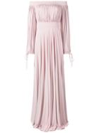 Alexander Mcqueen - Off The Shoulder Gown - Women - Silk/polyamide/spandex/elastane/viscose - 40, Pink/purple, Silk/polyamide/spandex/elastane/viscose
