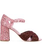 Miu Miu Glittered Sandals - Pink & Purple