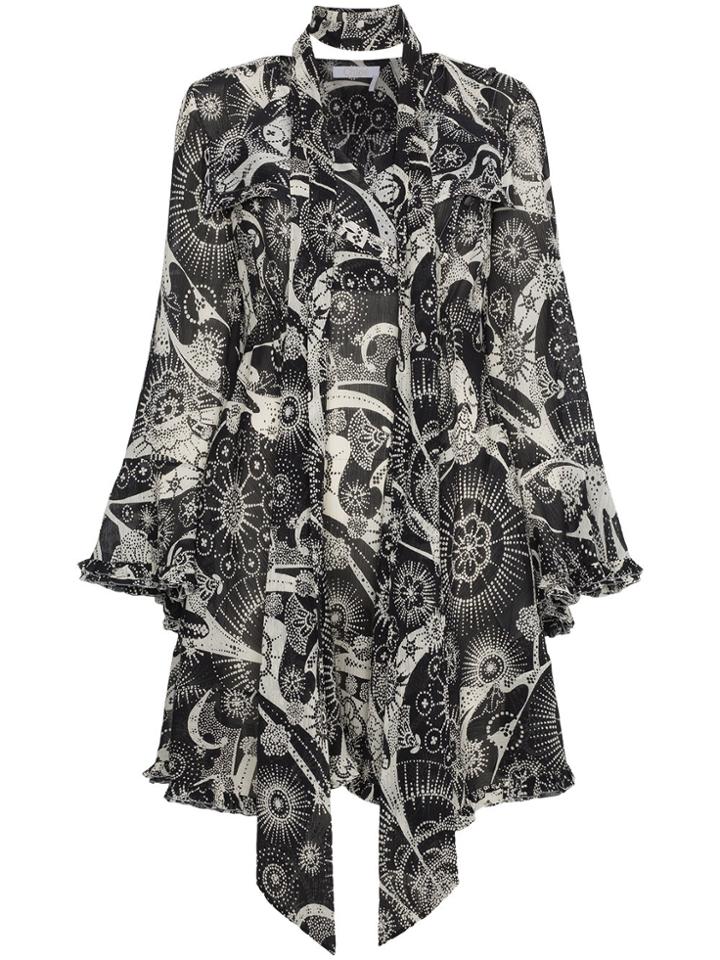 Chloé Kaleidoscope-print Bell-sleeve Dress - Black
