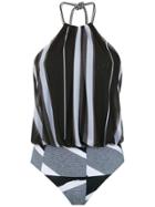 Mara Mac Striped Bodysuit - Black