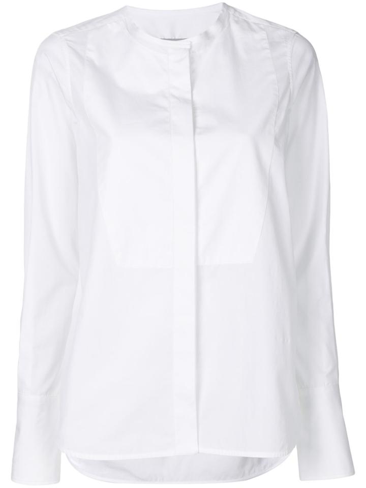 Alberto Biani Collarless Long Sleeve Shirt - White