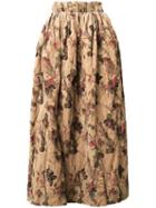 Uma Wang Botanical Print Skirt, Women's, Size: Small, Brown, Cotton/metal