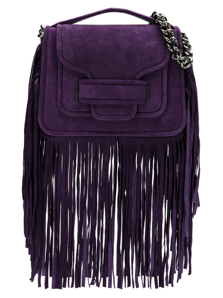 Andrea Bogosian Leather Fringe Bag - Pink & Purple