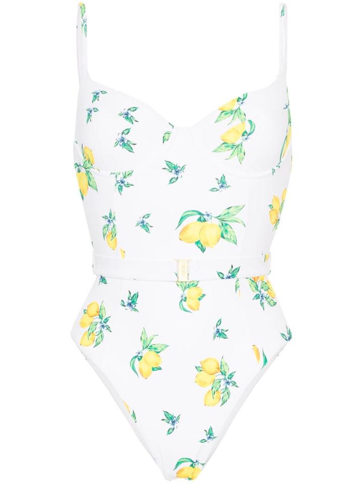 Onia Danielle Lemon Print Swimsuit - White