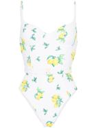 Onia Danielle Lemon Print Swimsuit - White