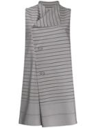 Issey Miyake Striped Long Vest - Grey