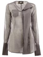 Yang Li Draped Semi-sheer Top, Women's, Size: 44, Grey, Silk/cotton