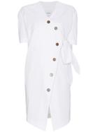 Nanushka Shortsleeved Wrap Dress With Buttons - White