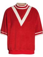 Burberry Stripe Detail Cotton Terry Top - Red