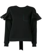 Brognano Ruffled Sweatshirt, Women's, Size: 42, Black, Cotton/polyester