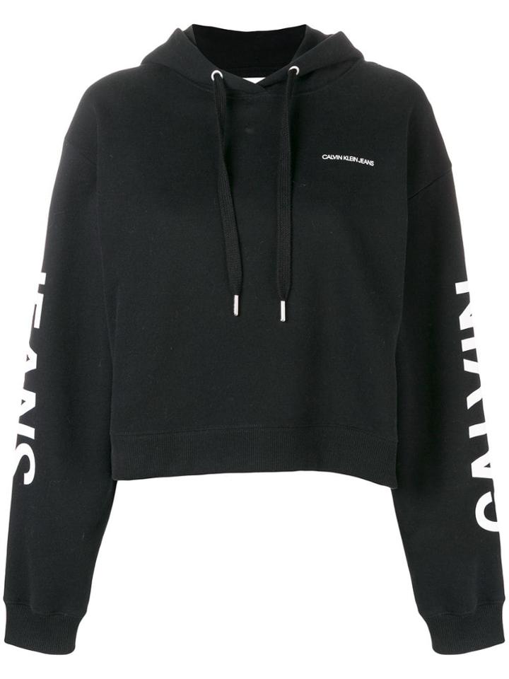 Calvin Klein Jeans Cropped Logo Hoodie - Black