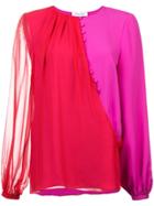 Prabal Gurung Egan Drape Front Blouse - Pink & Purple