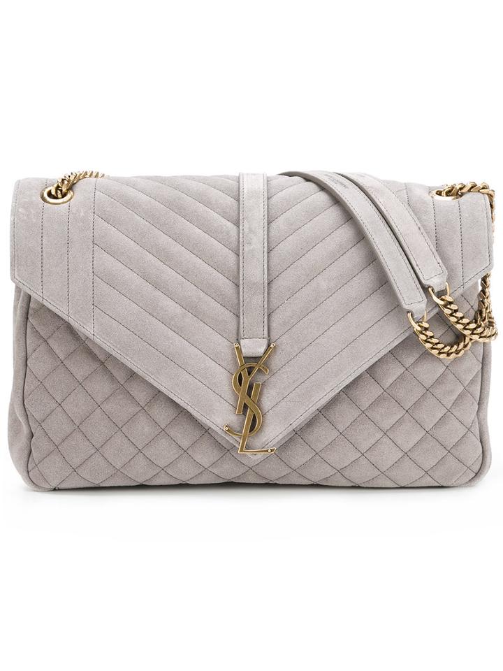 Saint Laurent Envelope Shoulder Bag, Women's, Grey, Leather
