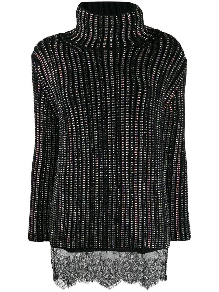 Ermanno Scervino Rhinestone-embellished Jumper Dress - Black